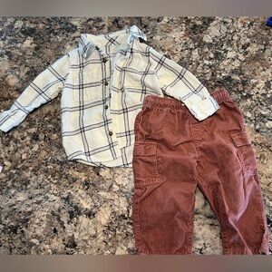 Carter's Corduroy Pants and Button Up Shirt
